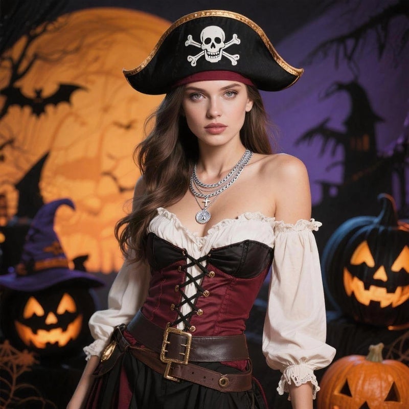 Todenb Layered Gold Pirate Necklace for Women Chunky Chain Pirate Jewelry 80s 90s Coin Pendant Necklace Pirate Costume Accessories - Image 2